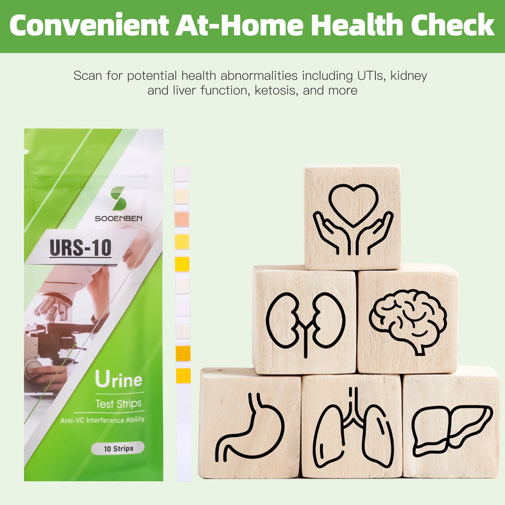 10-in-1 Urine Test Strips 60ct, Green