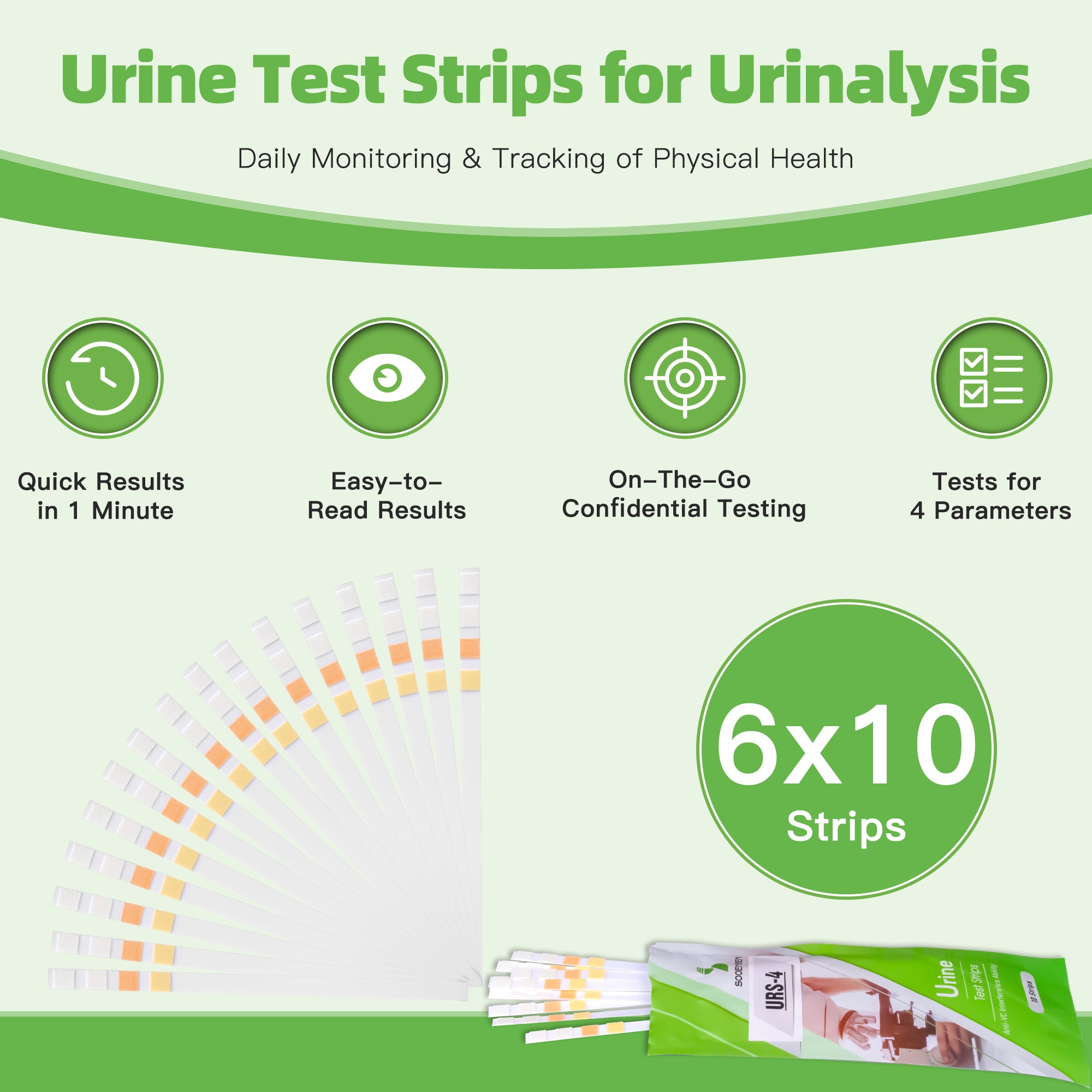 4-in-1 UTI Test Strips 60ct, Green