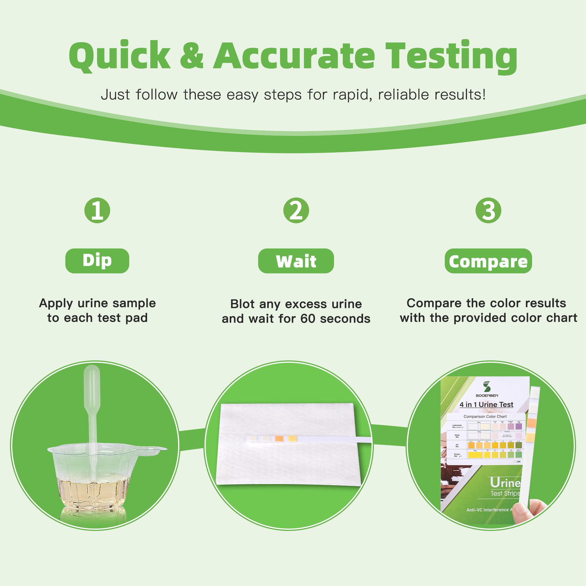4-in-1 UTI Test Strips 60ct, Green