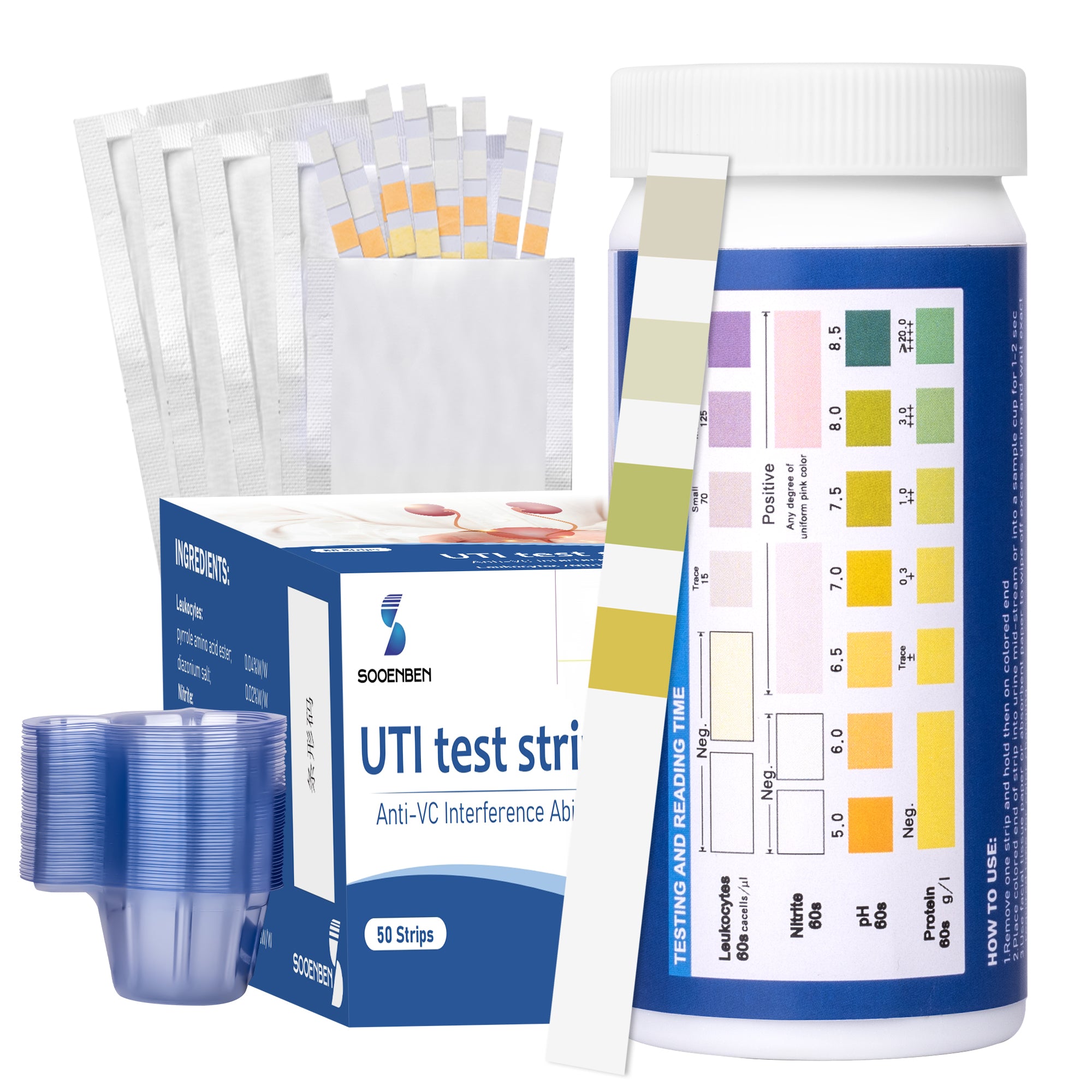4-in-1 UTI Test Strips 50ct, Blue
